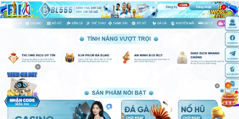 Giao diện trang chủ BL555 chính thức